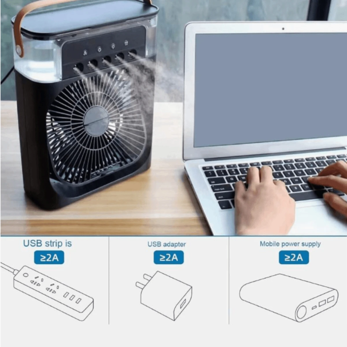 

Customizable Fan, Rectangular Humidifier 3-Speed ​​Air Cooler Humidifier, 3 Automatic Timings, 7 Color Light