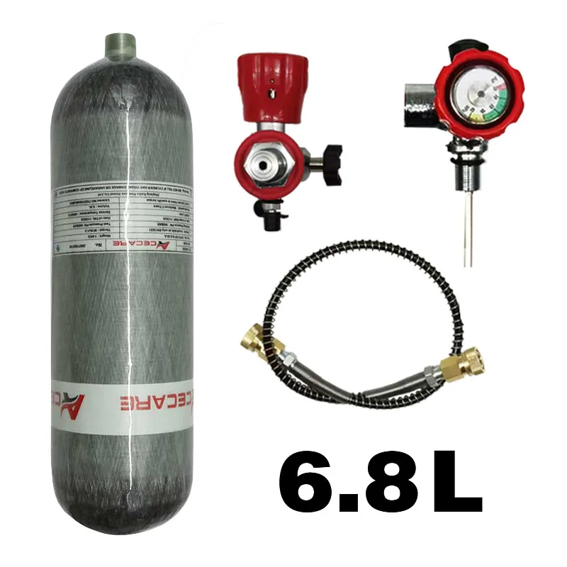 Acecare 3L/6.8L/9L CE Carbon Fiber Scuba Diving Tank Bottle 30Mpa 300Bar 4500psi with Valve Fill Station M18*1.5 SCBA Firesafety