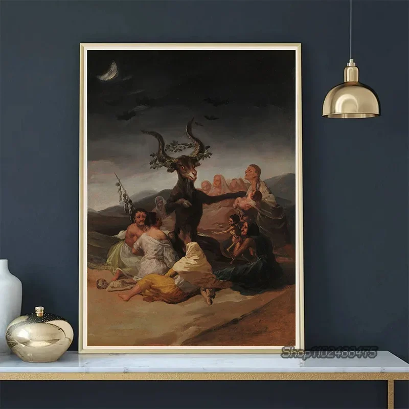 Retro Witches Sabbath Francisco Goya The Colossus Canvas Painting Prints Posters Classical Portrait Wall Art Pictures Room Decor