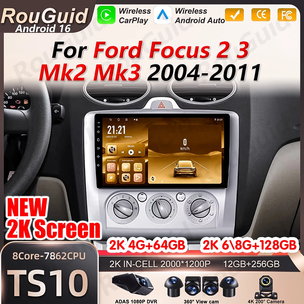 

Автомагнитола Android 16 для Ford Focus 2 3 Mk2 Mk3 2004-2011 с GPS-навигацией, Bluetooth, видео и мультимедийным плеером
