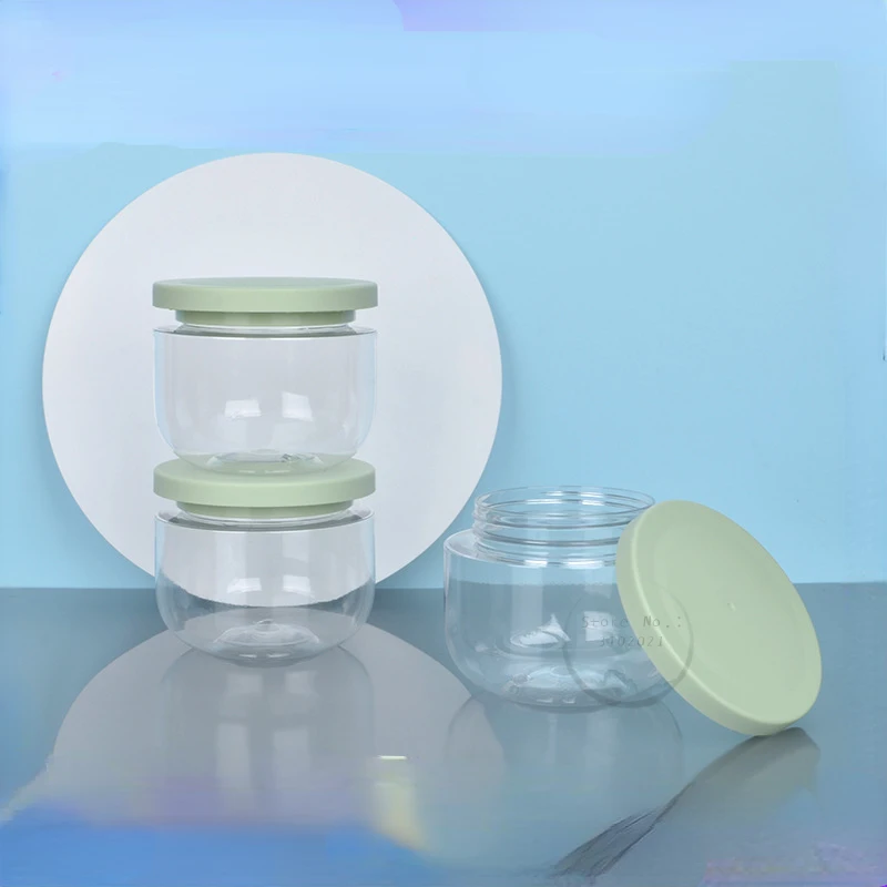 20Pcs Plastic Cream Jars Empty Transparent Refillable Bottle 250ml 8oz Cosmetic Pots Packaging PET Makeup Containers With Lids