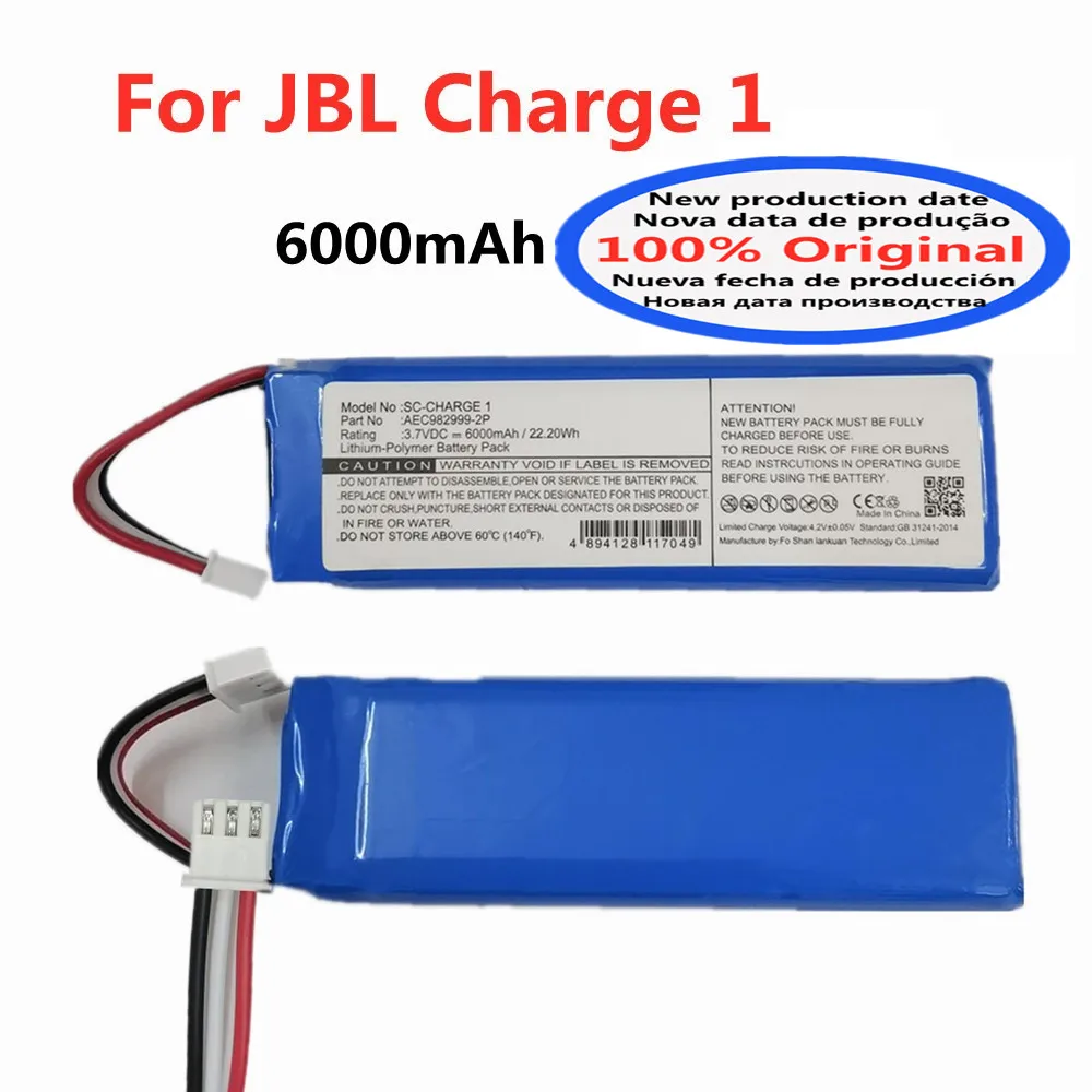 

Оригинальная батарея AEC982999-2P 100% для JBL Charge 1 Charge1, беспроводная батарея для Bluetooth динамика, батареи 6000 мАч