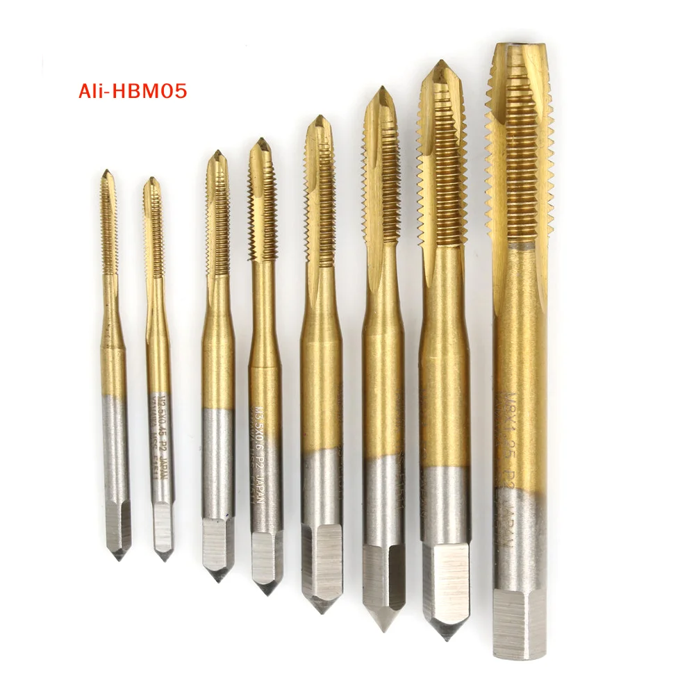 (HB05)1PC M2/M2.5/M3/M3.5/M4/M5 Spiral Point HSS Titanium Machine Right Hand Tap Drill Thread Plug Handle Taps