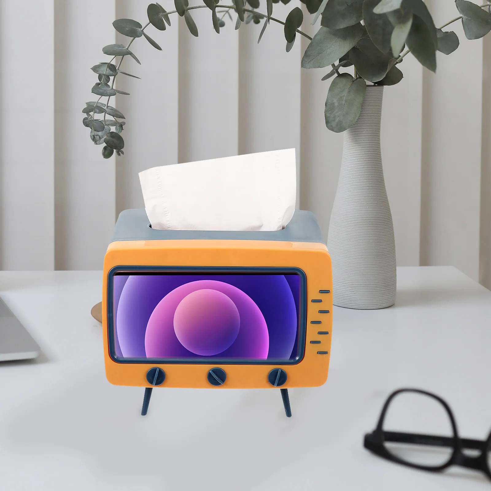 

Plastic Tissue Holder Storage Desk Mount Paper Storage Box Back Desk Paper Box Extraction HomeDecoration