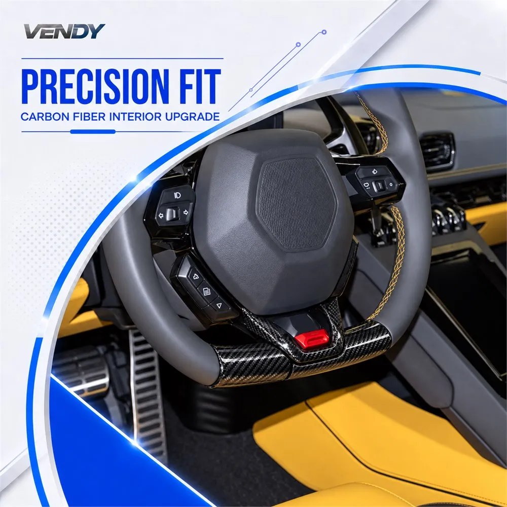 Real Carbon Fiber For Lamborghini Huracan LP580 LP610 2014-2021 Steering Wheel Bottom Sticker Interior Trim Cover Accessories