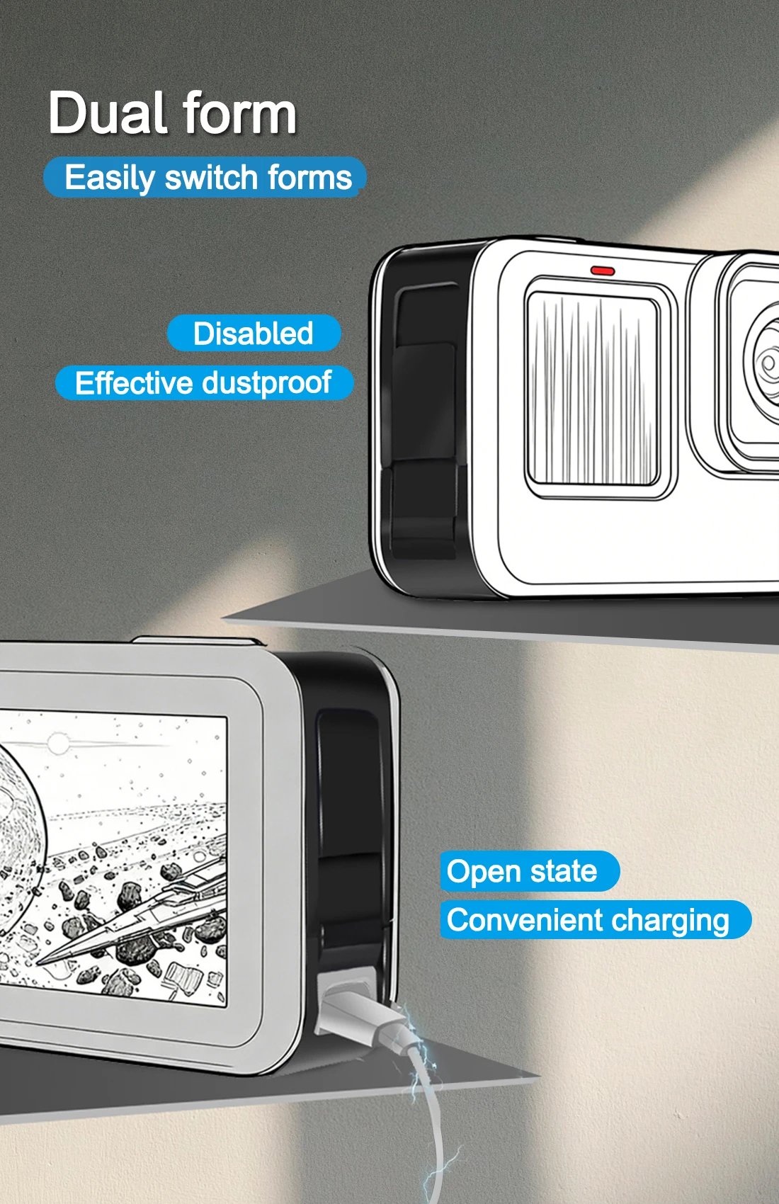 Neue Batterieabdeckung, abnehmbarer Ladeanschluss, Adaptertür für GoPro Hero 13 12 11, Schwarz, Mini 10, 9, Seitengehäuse, Action-Kameraschutz – Detail 12