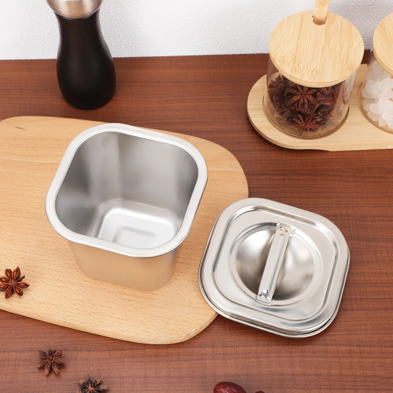 

Stainless Steel Seasoning Jar 1.2L Large Capacity Kitchen Condiment Container Spice Box For Salt Sugar Coffee Beans