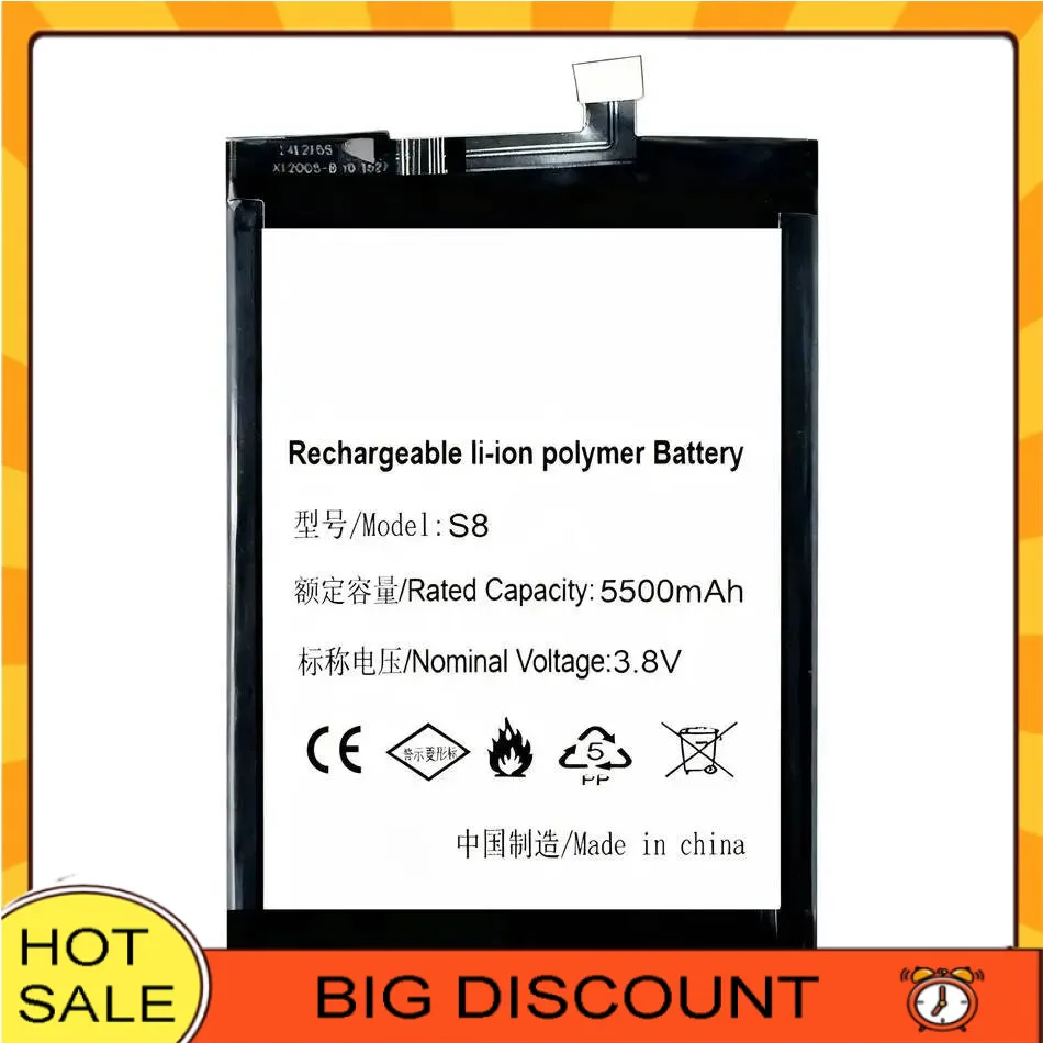 

5500Mah Mobile Phone Battery For Vkworld S8 MTK6750T Reliable Power Supply