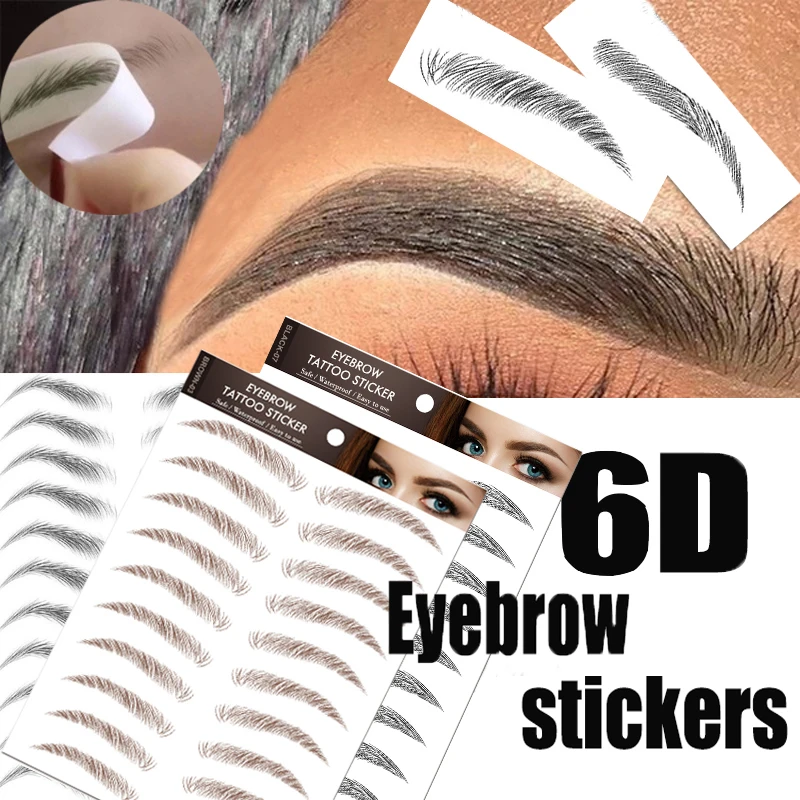 6D Hair-like Eyebrow Sticker Water-based Brow Tattoo Stickers Long Lasting Waterproof Nutural Enhancers False Eyebrows Cosmetics