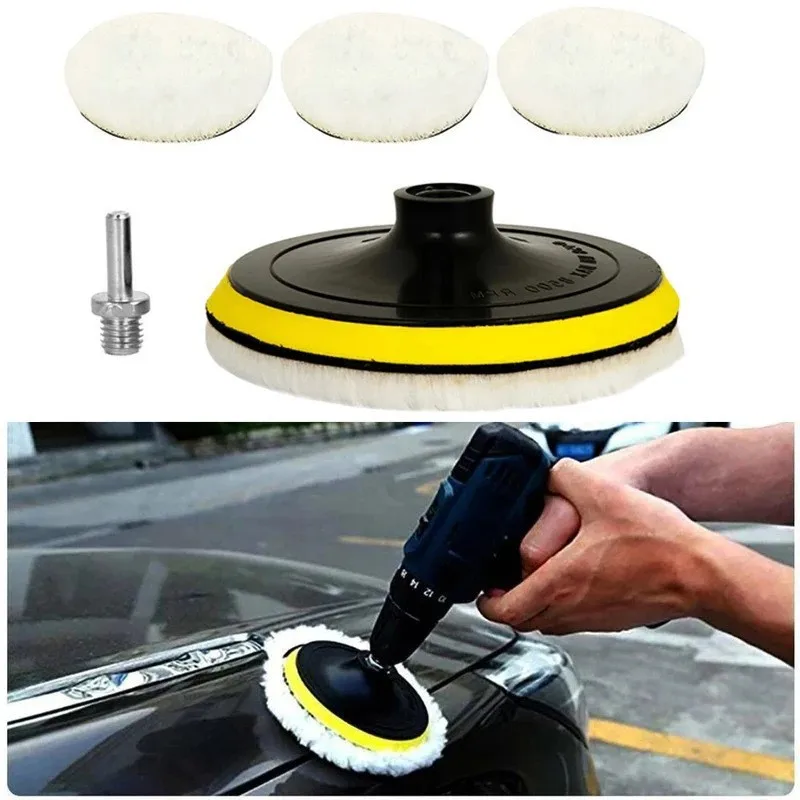 3/4/5 Inch Wool Buffing Sponge Polishing Pads Car Waxing Sponge Disk Wool Wheel Car Gadget 5Pcs Polishing Kit Car Polishing Pad