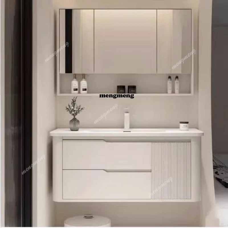 

Classic Nordic Lighting Bathroom Cabinet Storage Internal Makeup Vanity Bathroom Cabinet Mirror Salle De Bain Armoire Furniture