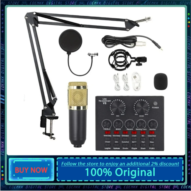 

Sound Card Set BM800 V8 Professional Audio Condenser Mic Studio Singing Microphone for Karaoke Podcast Recording Live Streaming