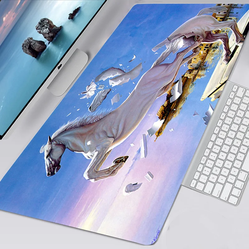 Mousepad New Custom Home Mouse Mat Keyboard Pad Nordic Style Horse Laptop Gamer Natural Rubber Soft Desktop Mouse Pad Table Mat