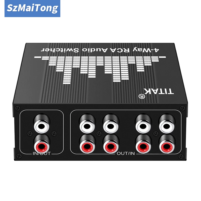 4-Way Bi-Directional RCA Audio Switcher 1-in-4-out 4-in-1-out Stereo L/R Sound Selector for Home Theater System