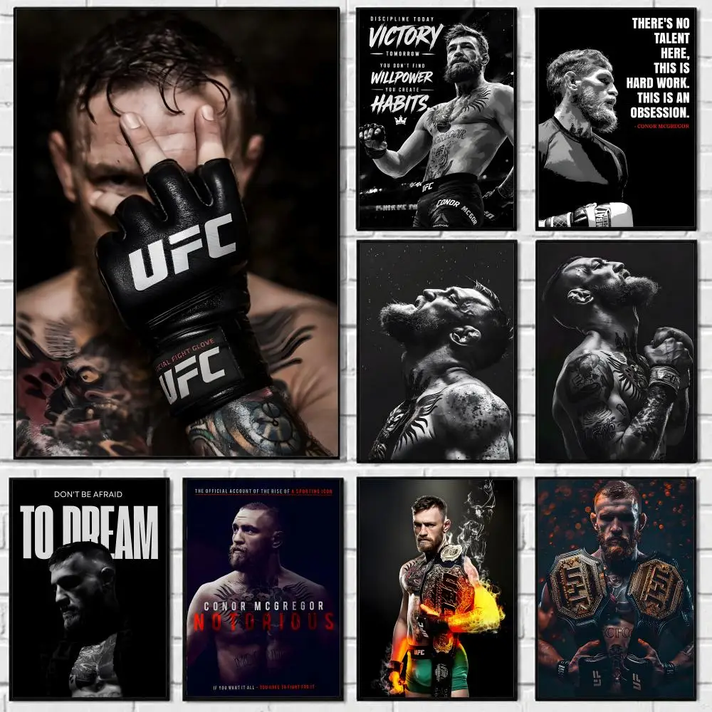 Athlete Conor McGregor Poster Self-adhesive Art Waterproof Paper Sticker Coffee House Bar Room Wall Decor
