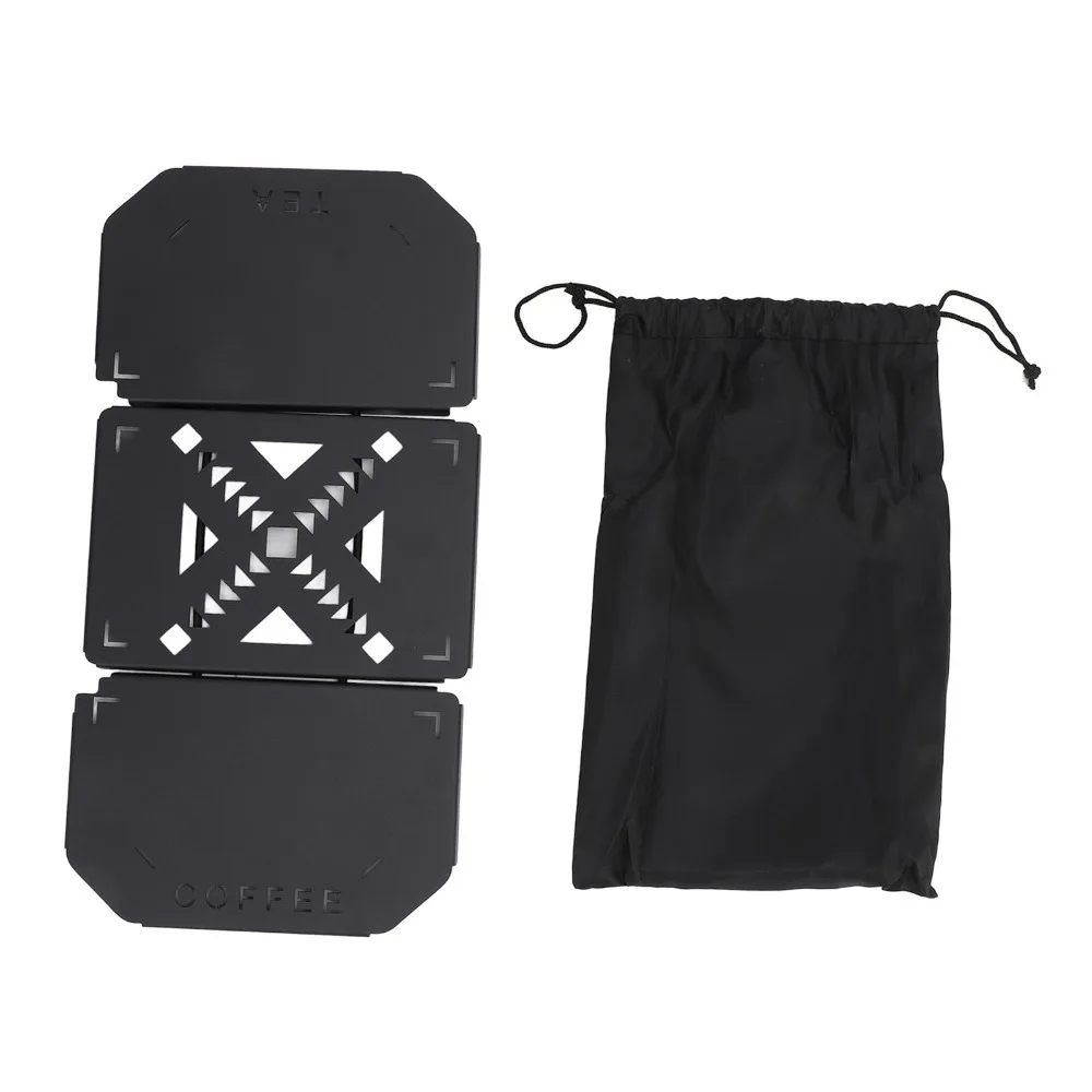 

Durable Aluminium Alloy Table Top Hollow Pattern Black Portable Table Top Folding Table Top Camping