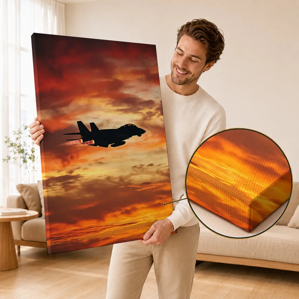 F-14 Tomcat Canvas Posters Industrial Graphic Style Wall Art With Customized Photo For Office Ideal Aviation Fan Birthday Gift