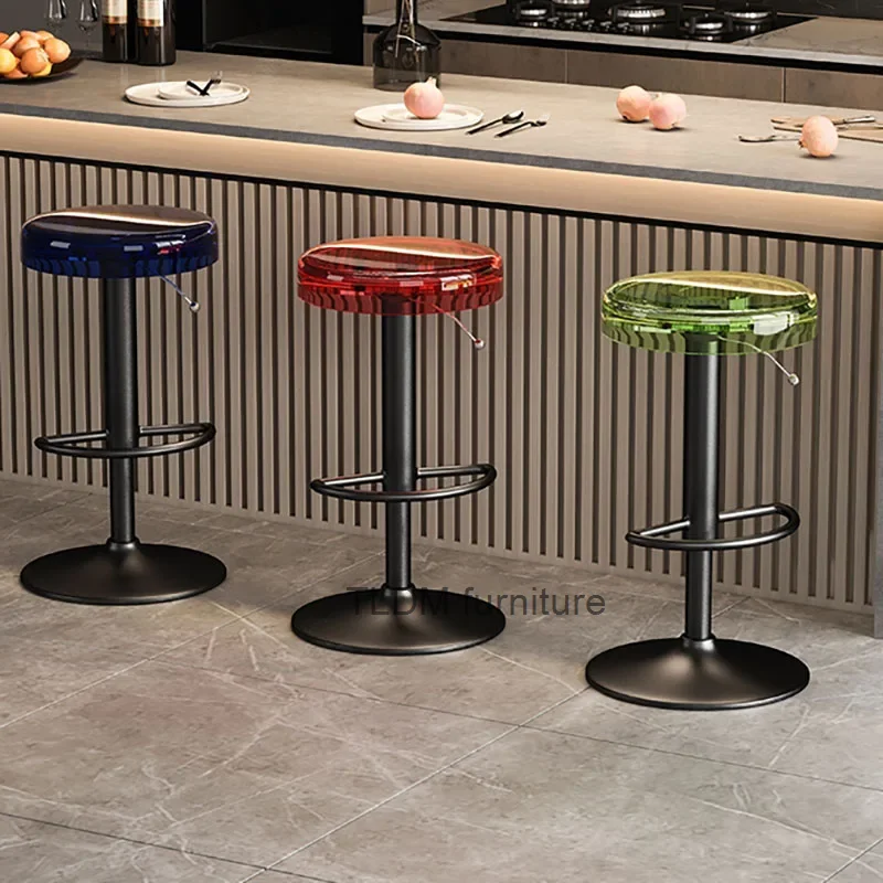 

Luxury modern design bar chairs, metal high-quality minimalist black chairs, circular leisure cushions, bar furniture