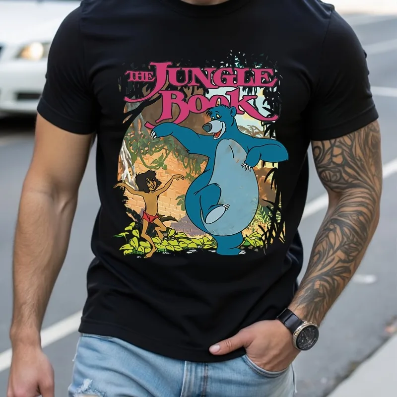 

Disney Jungle Book: Mowgli and Baru Dancing Friends Men's T-shirts Summer New Men's and Women's Casual Fashion Streetwear