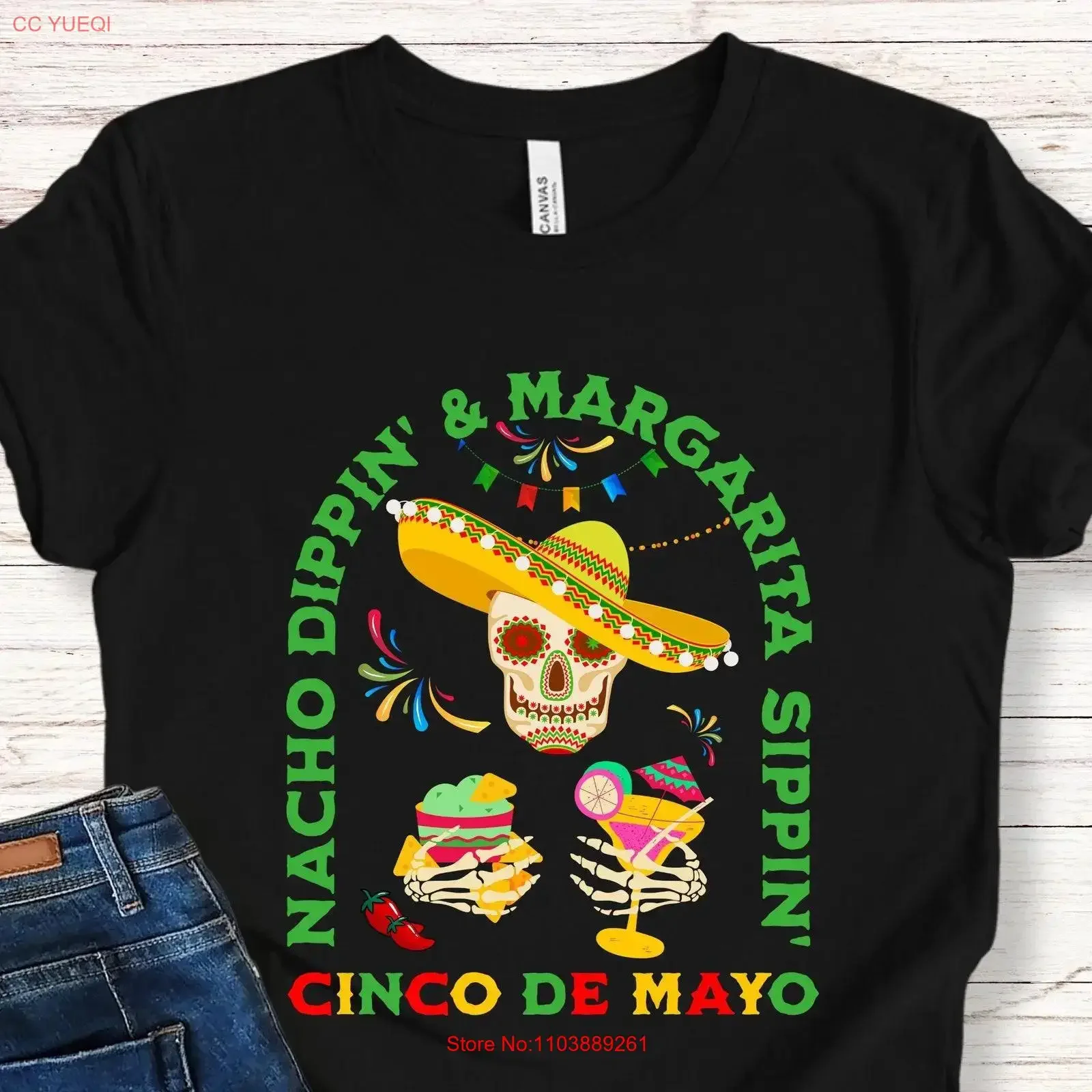 Cinco De Mayo Camiseta Nacho Margarita Divertida Fiesta Mexicana Cráneo Grupo Tequila vintage Lavado Unisex Ropa de diseñador versátil