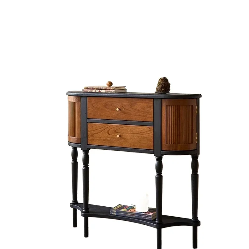 

all-solid wood porch cabinet, medieval living room corridor aisle semicircular decorative cabinet