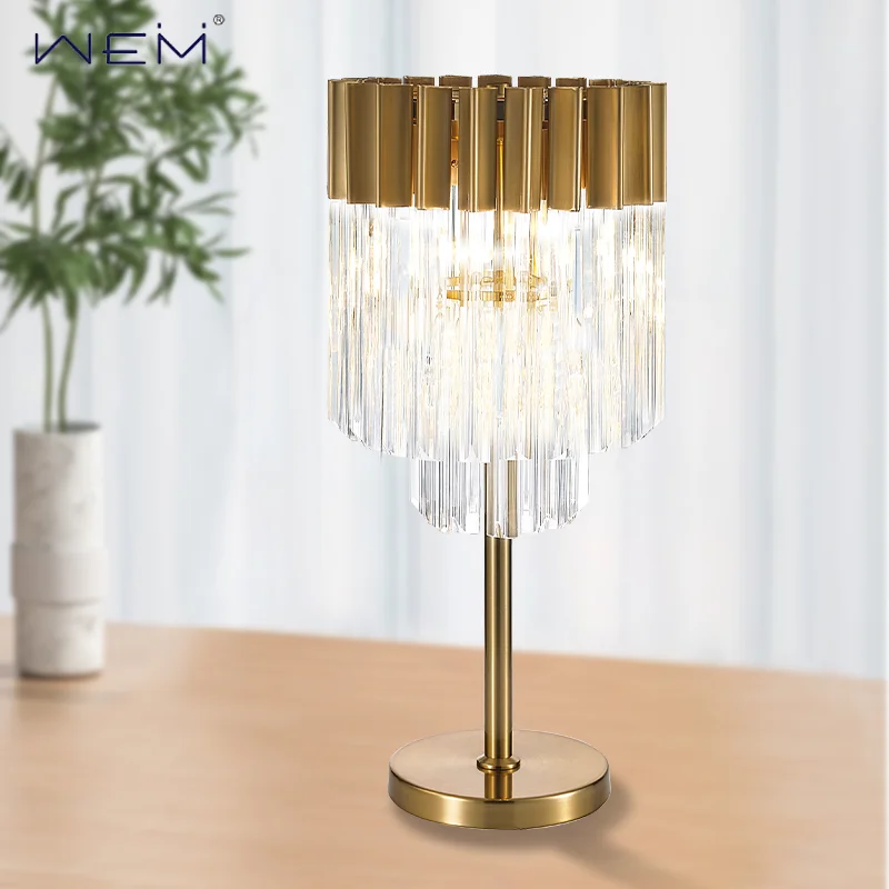 Desk Lamp Table Lamps Luxury Crystal Bedside Table Lamp Lighting Transparent Hotel Bedroom Decoration Brass Indoor Electric DC