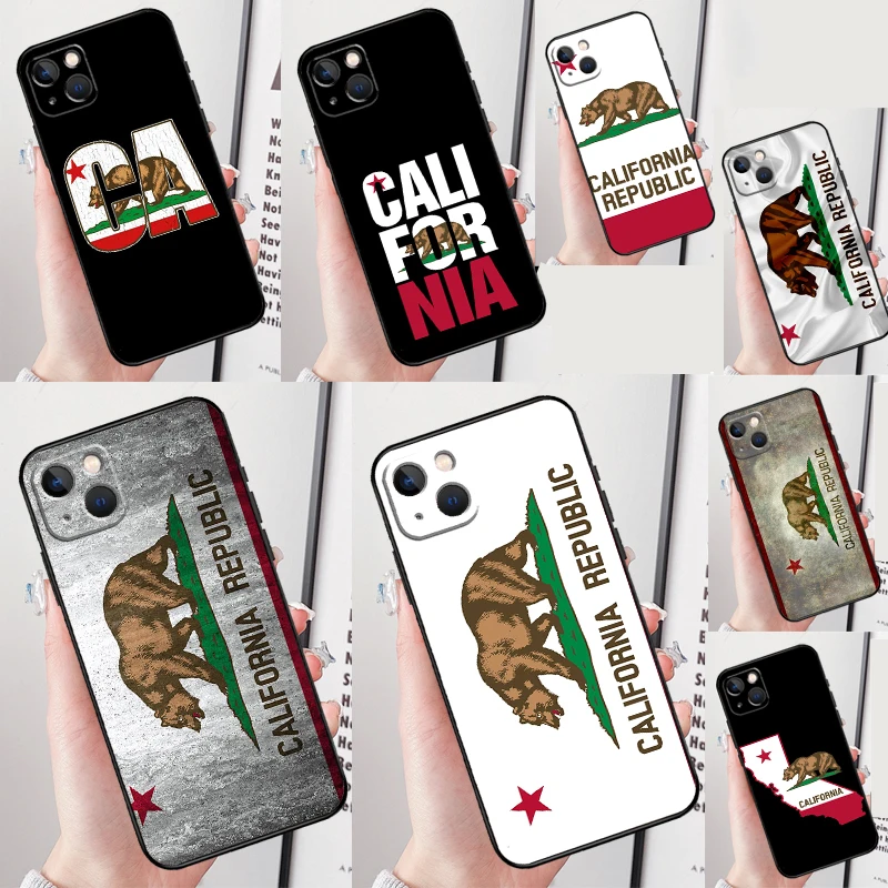 California Flag Case For iPhone 16 15 Pro 11 14 Pro Max 12 13 Mini Plus XS X XR SE 2022 2020 Back Cover