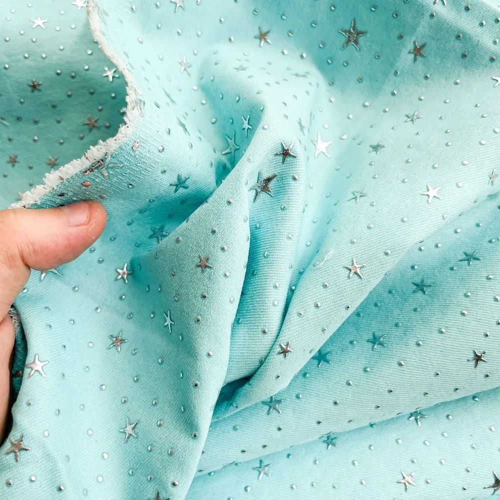 

Five-pointed Star Emboss Printed Fabric Pants Jacket Dots Popular Diy Handmade Luggage Sewing Craft Matrial Telas Para Costura