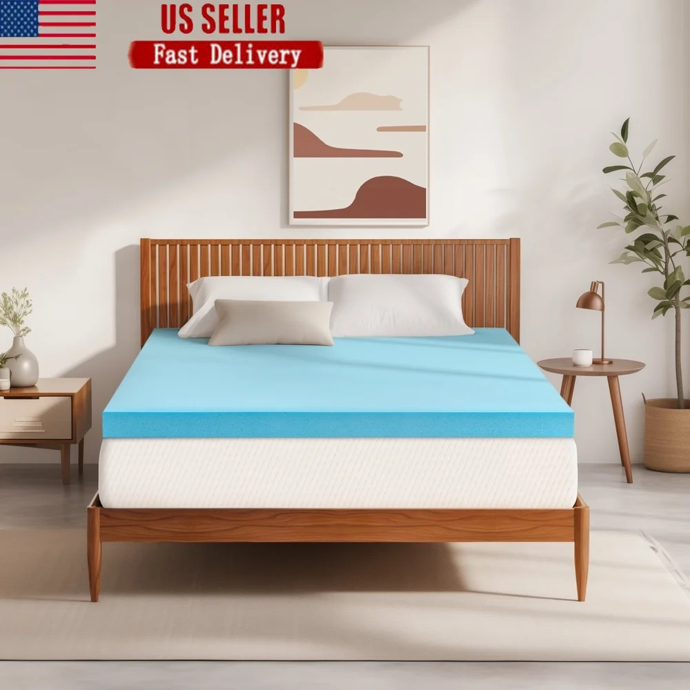 

Queen Medium Soft Gel Memory Foam Mattress Topper Cooling Pressure Relief Bed Pad High-Density Foam Breathable Comfort Safe All