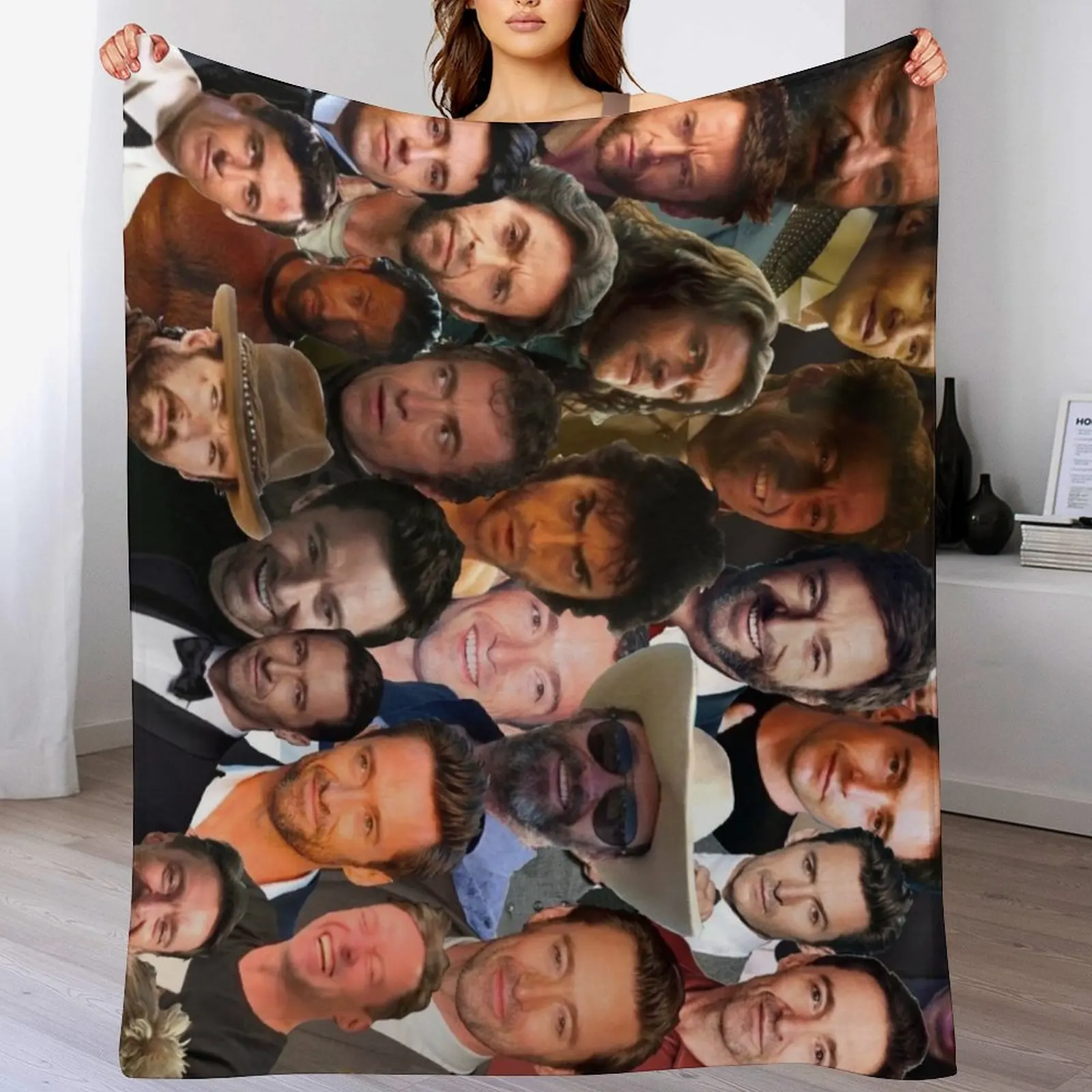 

Hugh Jackman Photo Collage 2 Throw Blanket blankets ands Beautifuls Polar Bed Blankets