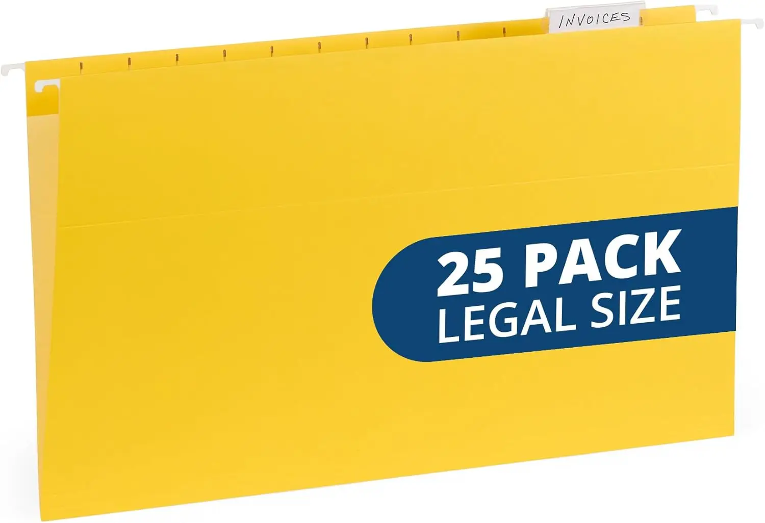 

25 Yellow Legal Size Hanging File Folders - 11pt Paper, Hanging Legal File Folders Yellow with Plastic Tabs and Inserts