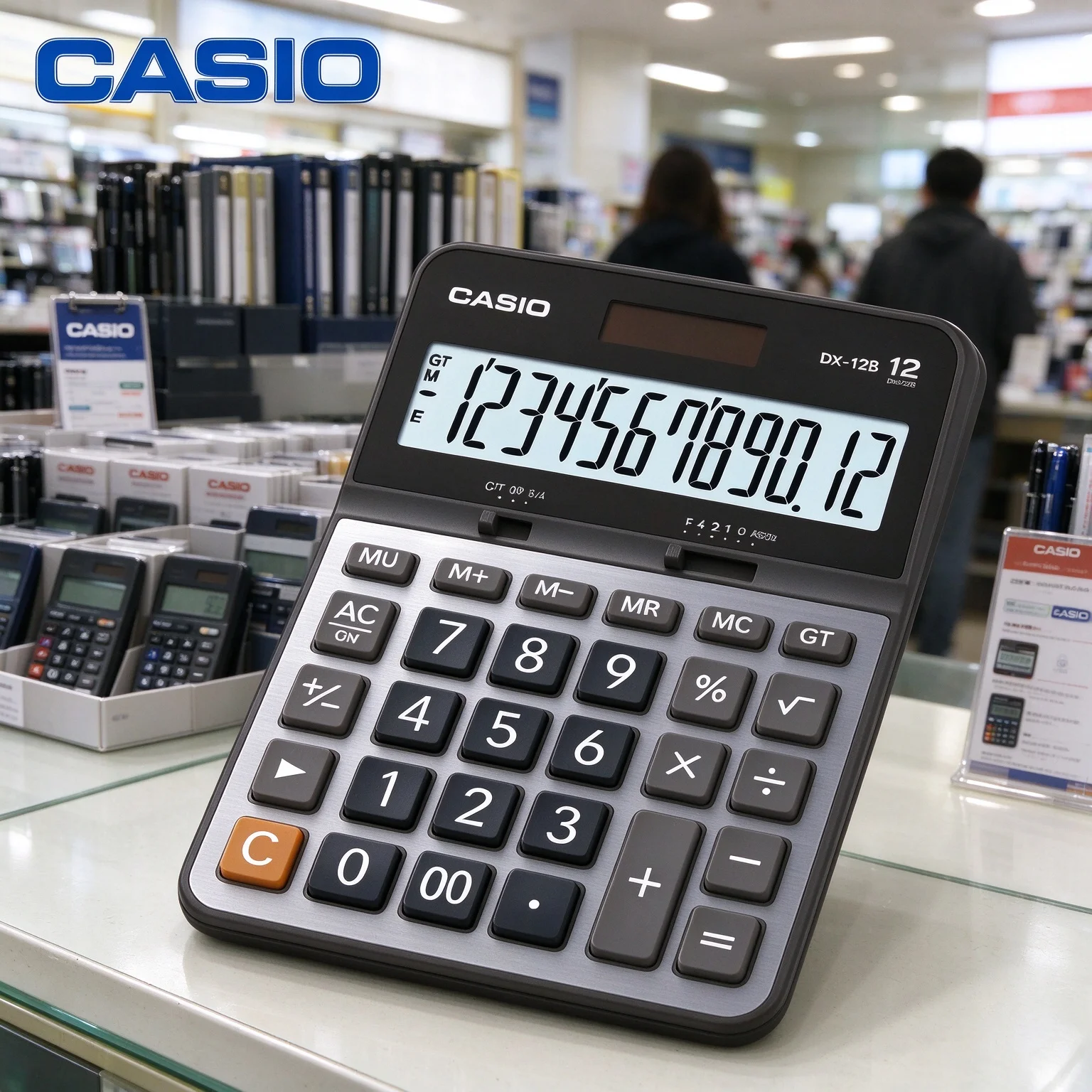Casio DX-12B DS-2B DX-120B Compact Desktop Calculator Wide Clear LCD Display, Dual Power Supply for Accountants & Office Workers