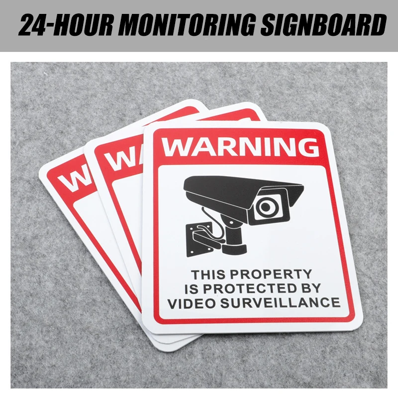 Warning Sign 24 Hour Video Surveillance Private Property No Trespassing Safety Tips Board for Outdoor Indoor Wall Decors