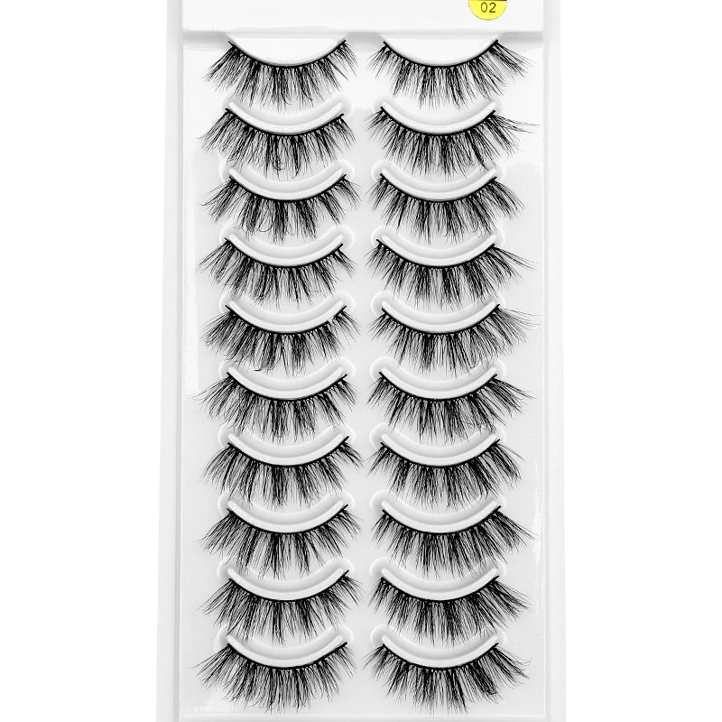 HBZGTLAD 10 Paar künstliche Nerz-Falsche Wimpern, natürliches langes Make-up, 3D-Nerzwimpern, Verlängerungswimpern, kurze Nerzwimpern für Schönheit – Detail 17