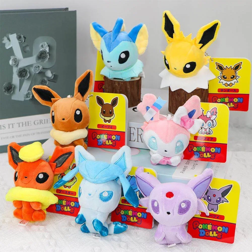 9 Styles Soft Mini Eeveelutions Plush Pendant Flareon‌ Vaporeon‌ Jolteon‌ Espeon‌ Handheld Doll For Multi Scene Decor Ornament