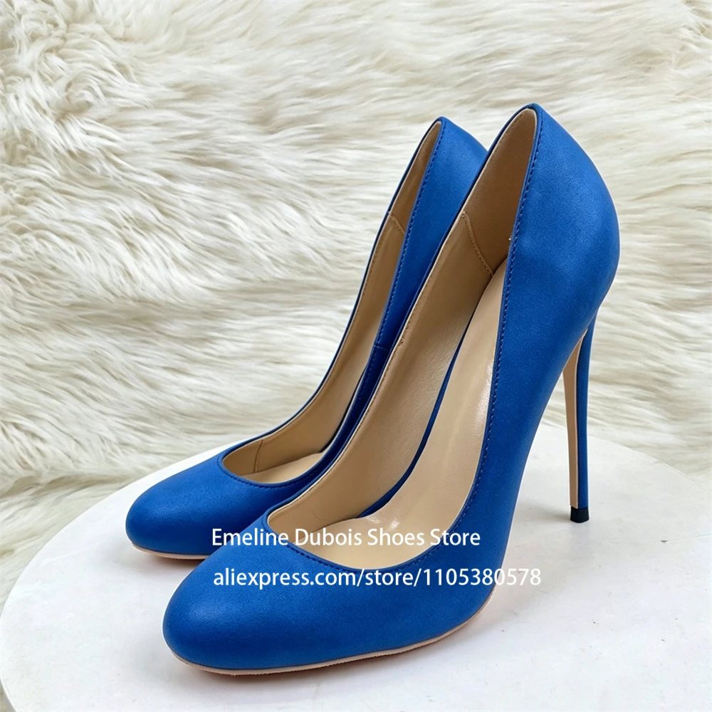 

Black Leather Shallow High Heel Pumps Women Elegant Round Toe Slip on Stilettos Heels Comfort Formal Office Ladies Dress Shoes