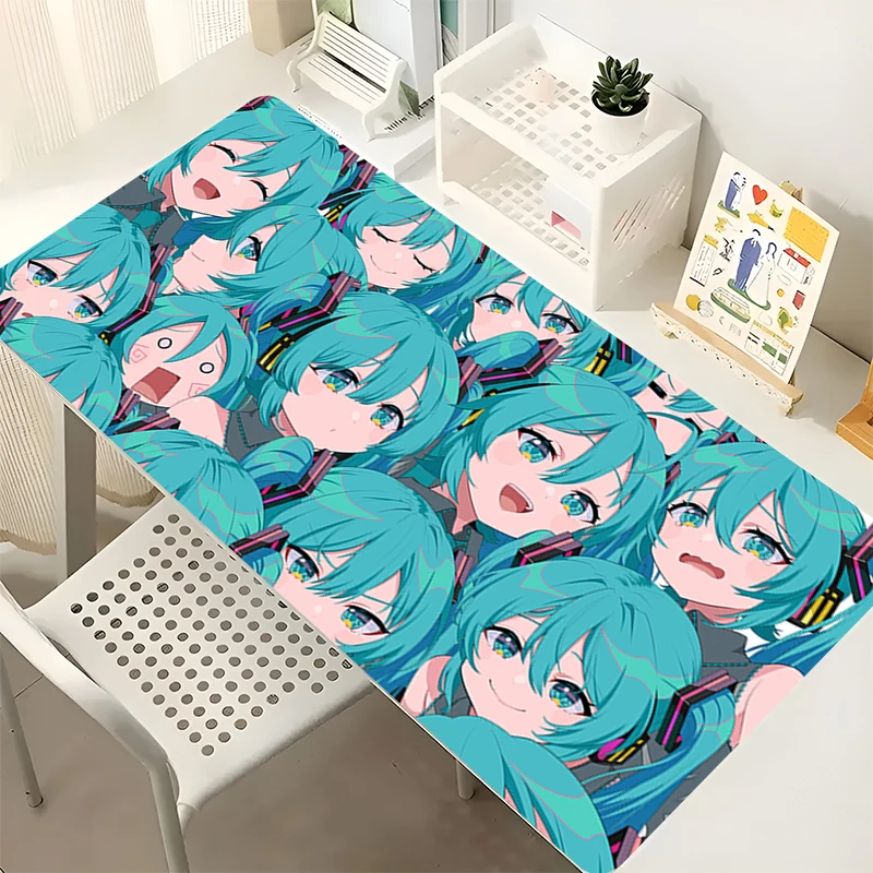 

Mousepad Large Laptop H-Hatsune Miku Anime Mouse Pad Office Accessories Keyboard Desk Mat Rubber Carpet Cute Girl Soft MousePads