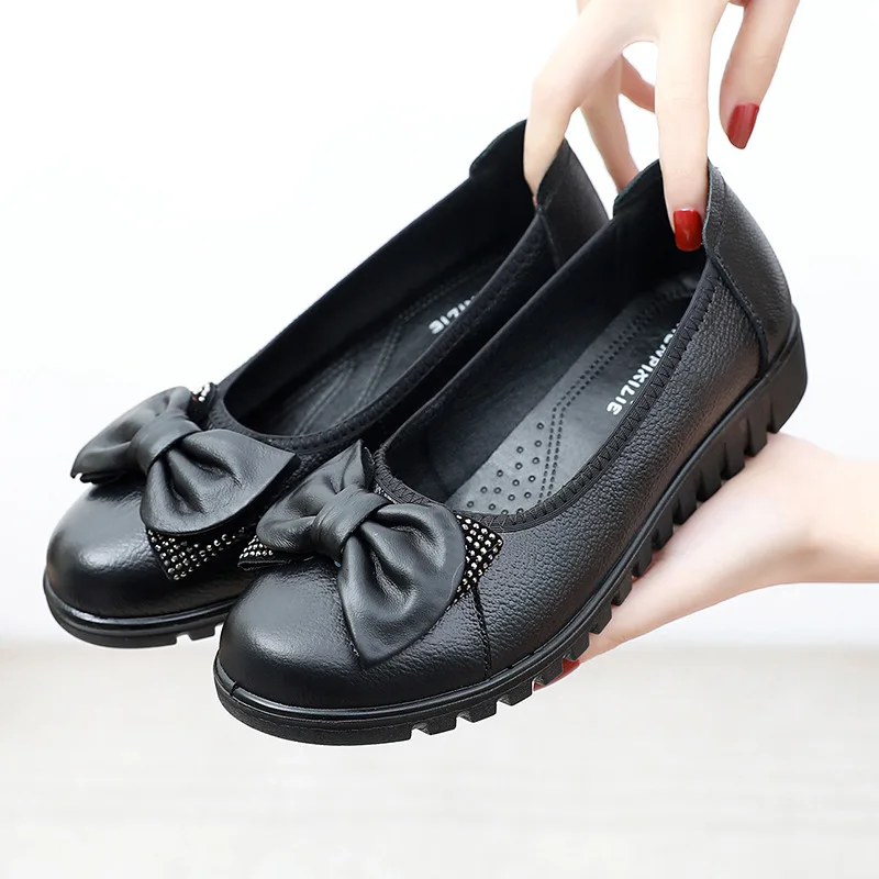 Shoes for Women  New Spring and Autumn Women's Flats Solid Color Round Toe Butterfly-knot Shallow Mouth