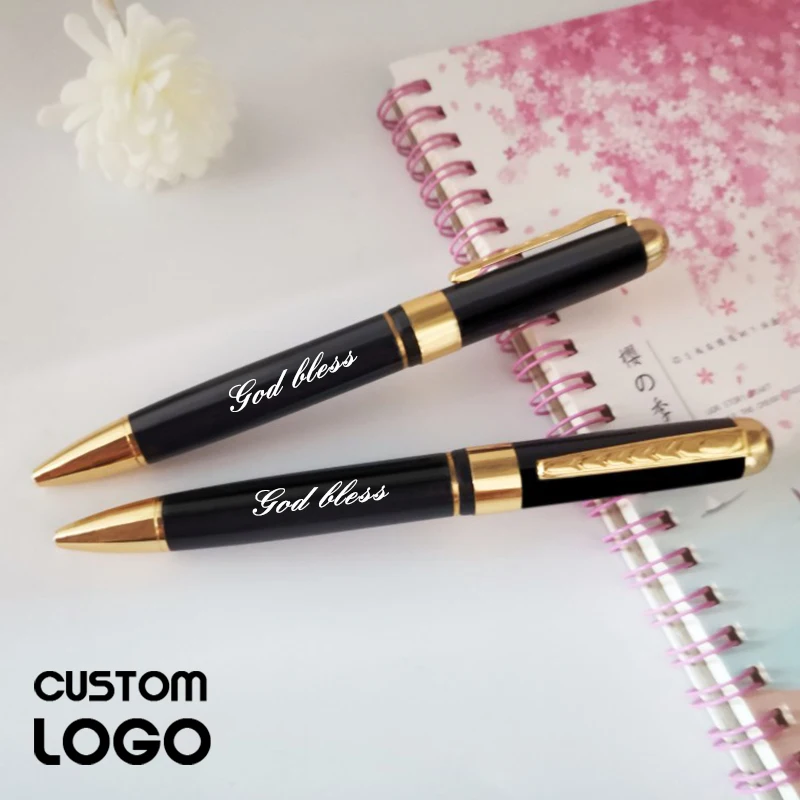 High Grade Metal Lacquer Rotary Ballpoint Pen Personalized Custom Logo Carving Name Business Advertising Conference Signing Pens