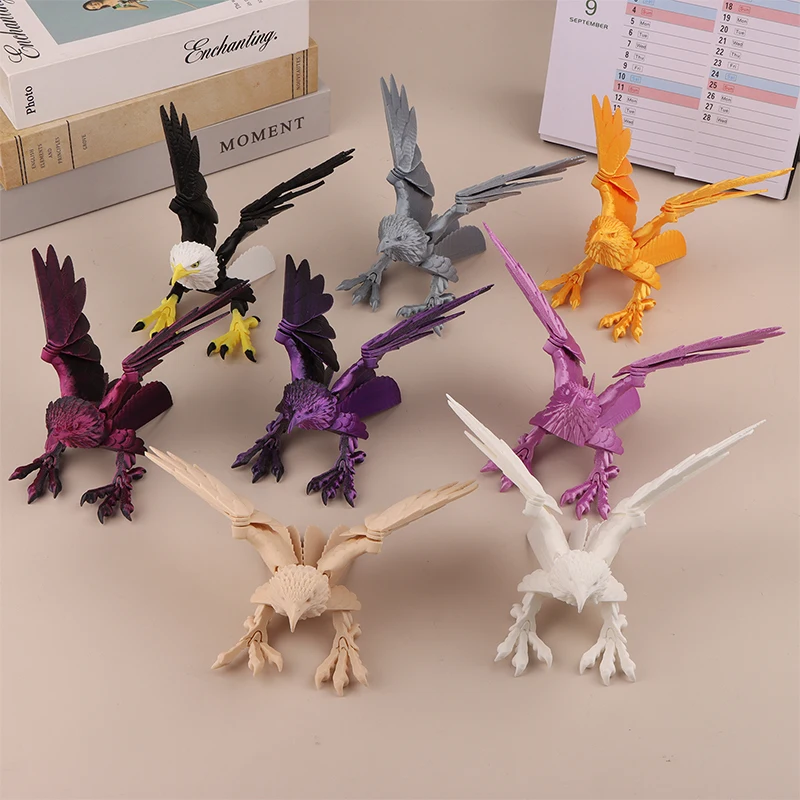 3D พิมพ์ Eagle Movable Wings รุ่นเดสก์ท็อปเครื่องประดับตกแต่งบ้าน Fidget ของขวัญของเล่นสําหรับผู้ใหญ่