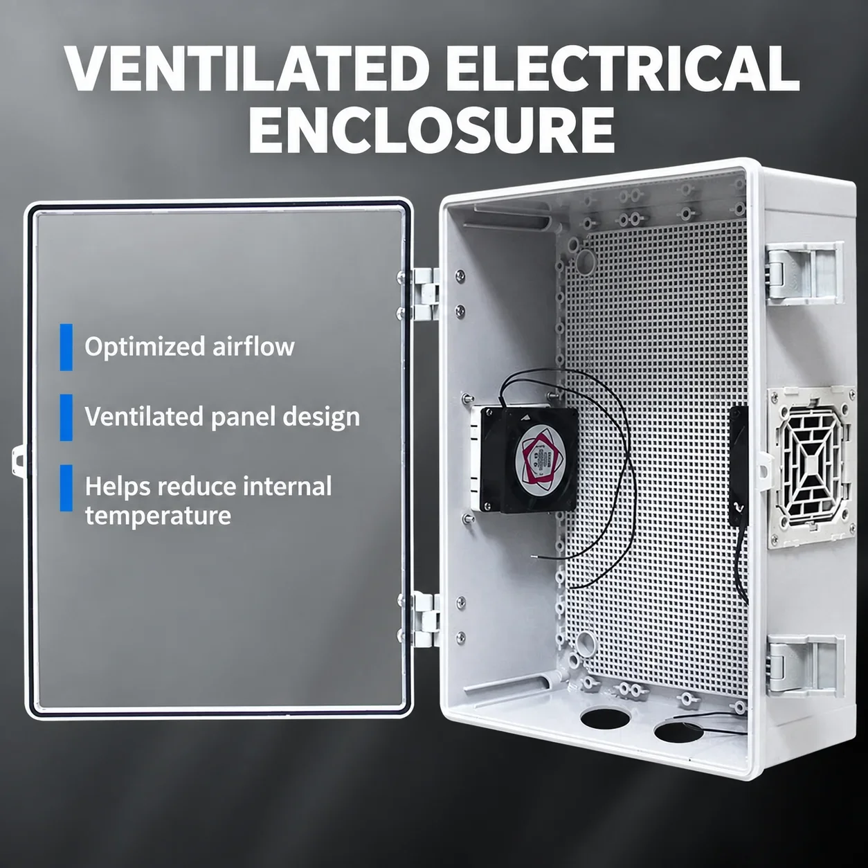 Electric Meter Control Box Ventilated Plastic Distribution Box Rainproof Heat Dissipation Holes Monitoring Junction Box
