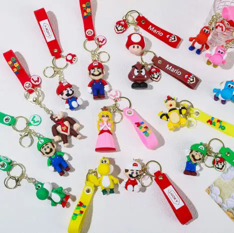 Llavero de Mario Bros con Peach, Luigi, Yoshi, Toad y Bowser, Figura de Acción de PVC, Muñeco de Dibujos Animados, Colgante para Bolsa, Juguete, Regalo
