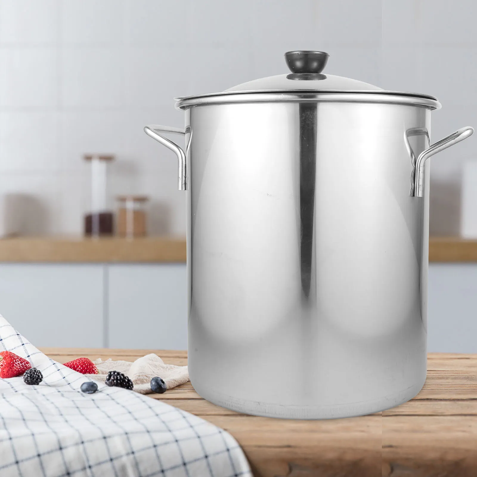 

Stainless Steel Stockpot Thick 22Cm Large Capacity Soup Pot Multipurpose Cooking Pot Lid Boil Crawfish Crab Home