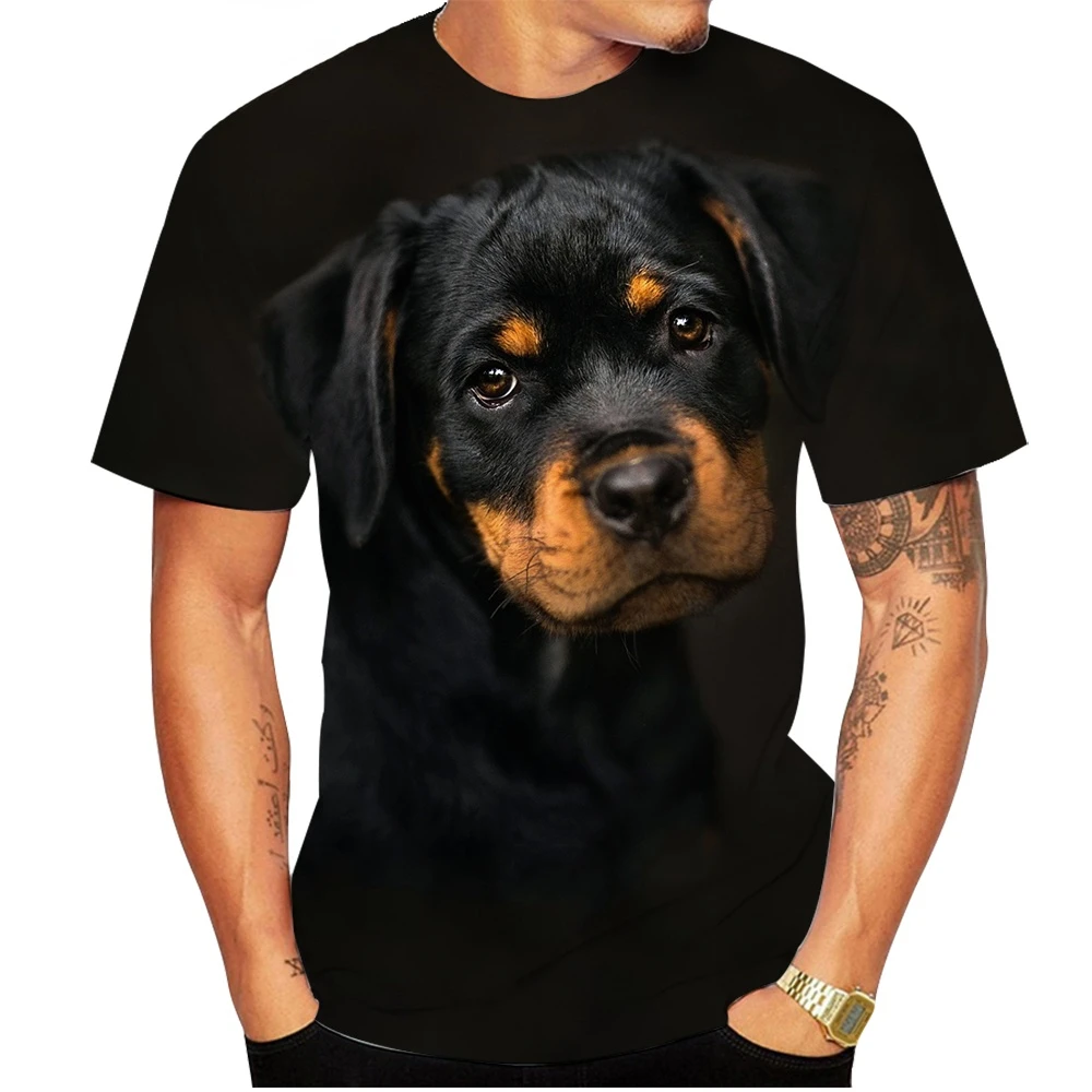 2022 New Design Cute Pet Dog Rottweiler 3D Print T-shirt Funny Stylish Mens and Womens Casual Short Sleeves