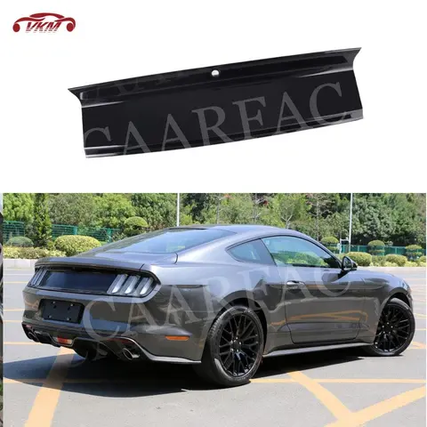 ABS 광택 검은 색 자동차 후면 뚜껑 트렁크 Decklid 패널 커버 키트 포드 머스탱 2015-2023 자동차 액세서리 탄소 섬유