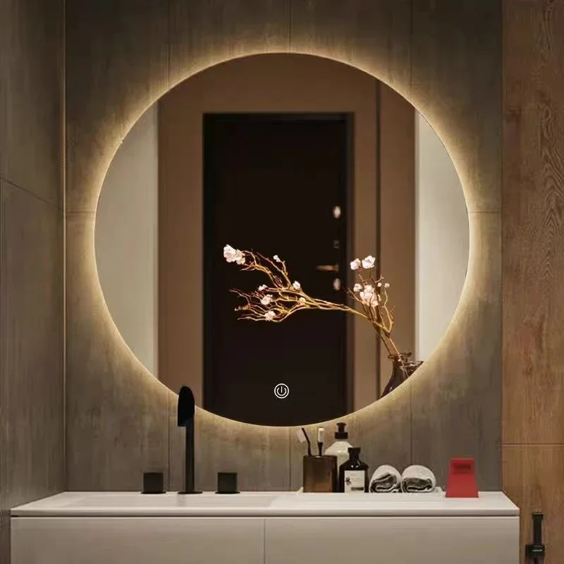Espelho de mesa decorativo espelhos parede corpo inteiro pé circular sala estar decoração iluminação led espelho decoração acessórios