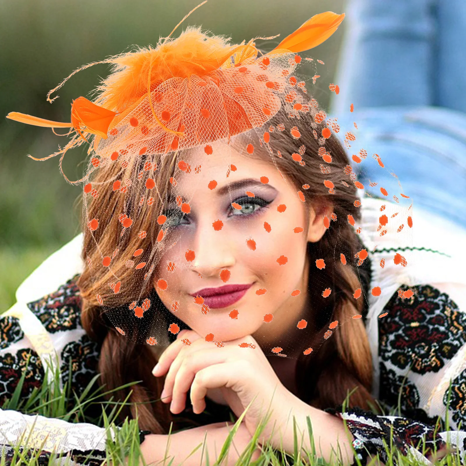 

Net Tulle Hair Accessory Women Fashion Plumage Decor Mesh Fascinator Headpiece Wedding Tea Party Banquet Bridal Evening