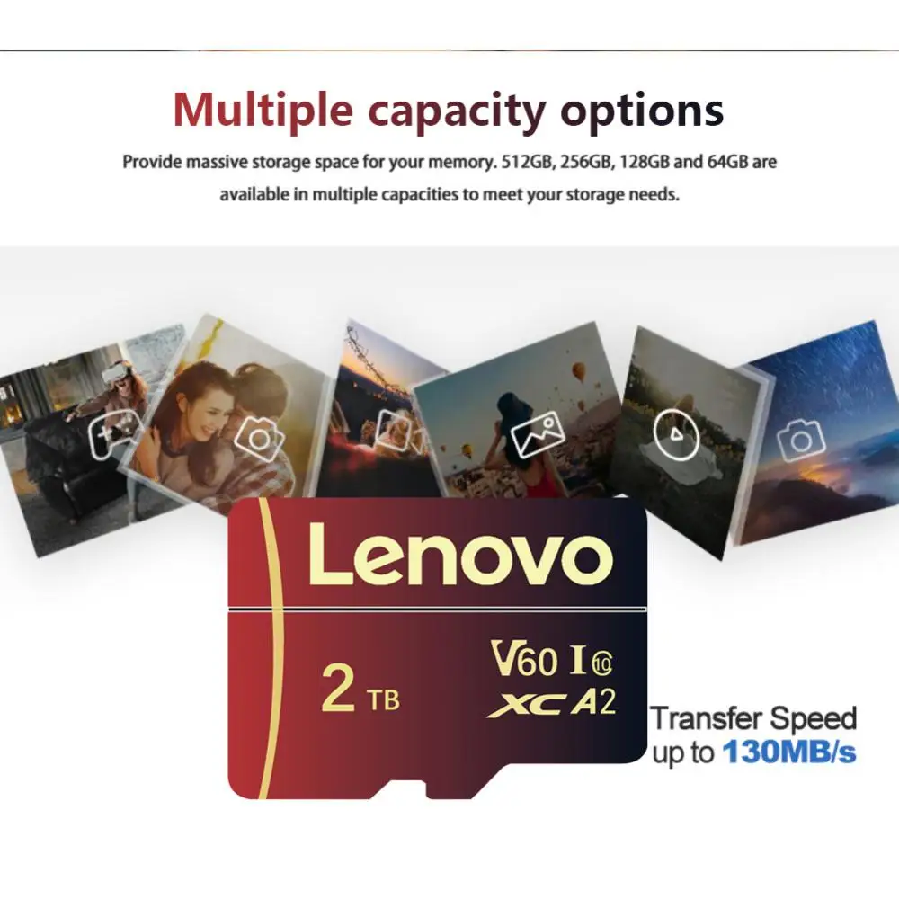 Lenovo 2TB Micro TF SD Card U3 High Speed 1TB SD Card A2 TF Card 512GB Memory Card 128GB For Camera UAV SD Adapter