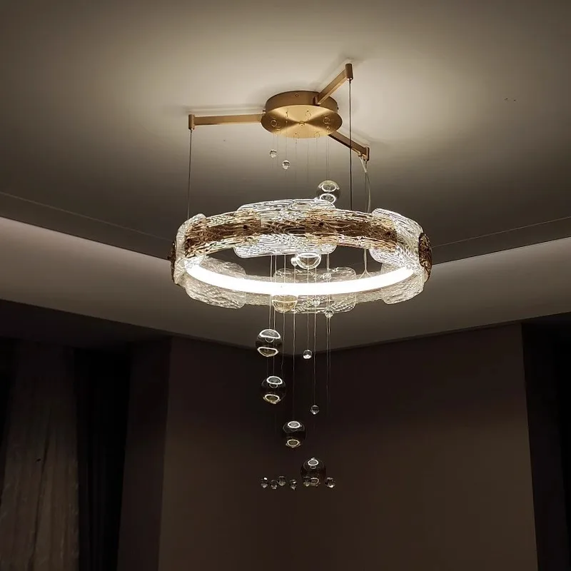 simple light luxury glass chandelier designer living room dining room bedroom duplex building model room staircase light