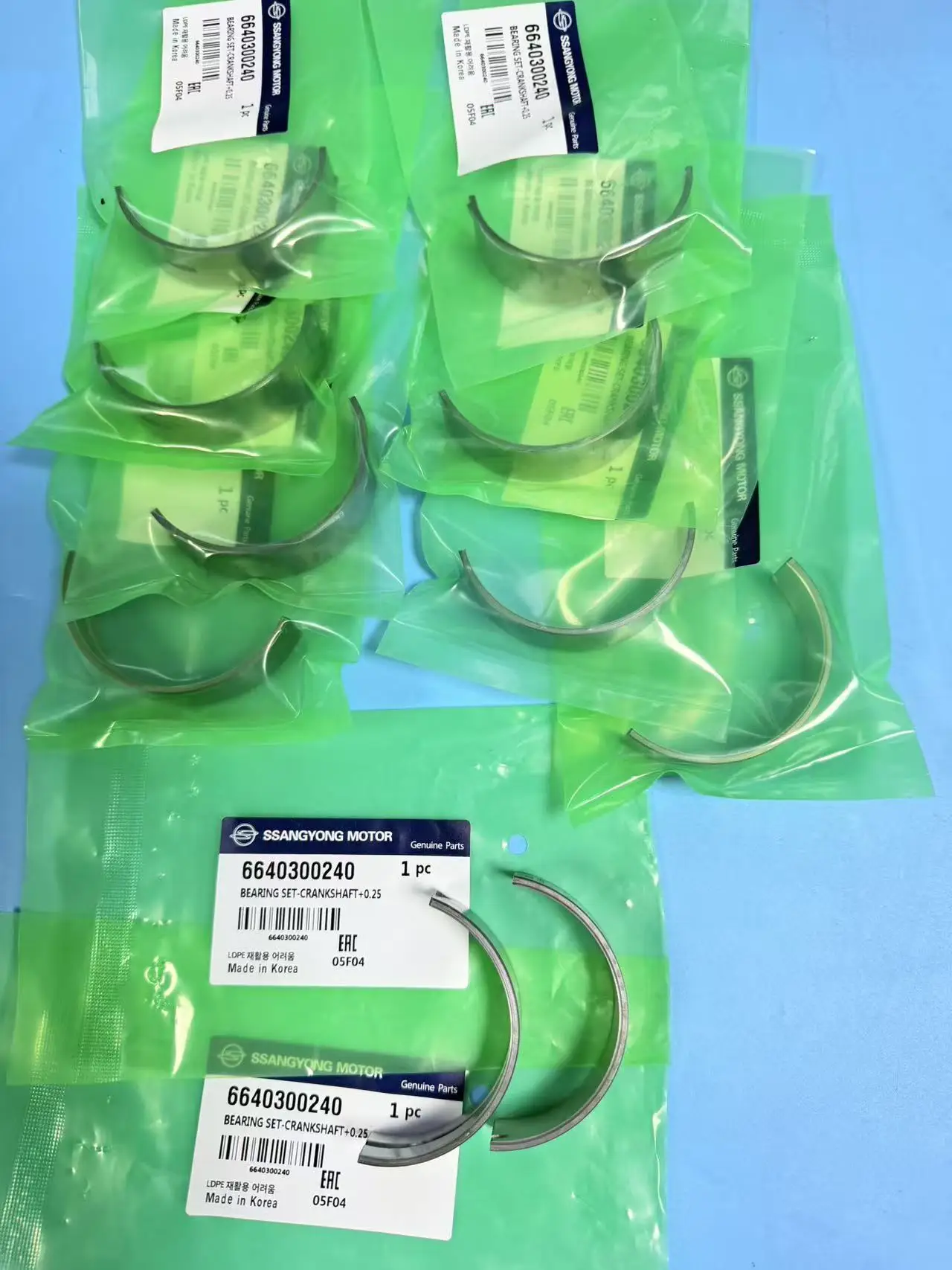 10PC Crankshaft Bearing Set 6640300240 +0.25 For Ssangyong Actyon Kyron Rexton Actyon Sports Korando C Rodius/Stavic D20 D22 